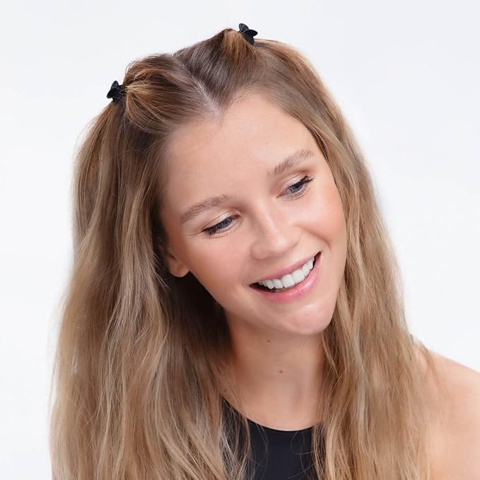 Kitsch Recycled Plastic Mini Hair Clips for Women - Tortoise & Black Claw Clips for Thin Hair, 6 pcs