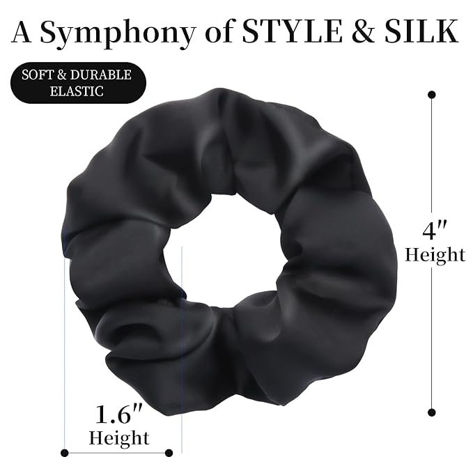 5 Pcs, Black Silk Hair Scrunchies,Gifts Ideas - Mothers Day Gifts from Daughters, Funny Gifts for Mothers Day Mon Grandma Girlfriend