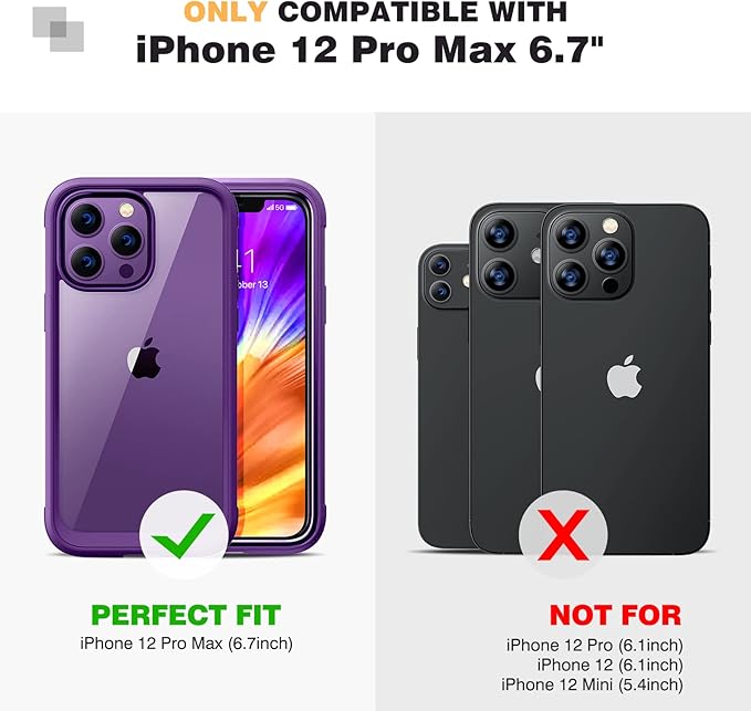 Miracase Designed for iPhone 12 Pro Max Case, Full Body Rugged Case with Built-in Touch Sensitive Anti-Scratch Screen Protector, Soft TPU Case Compatible with iPhone 12 Pro Max 6.7", Purple