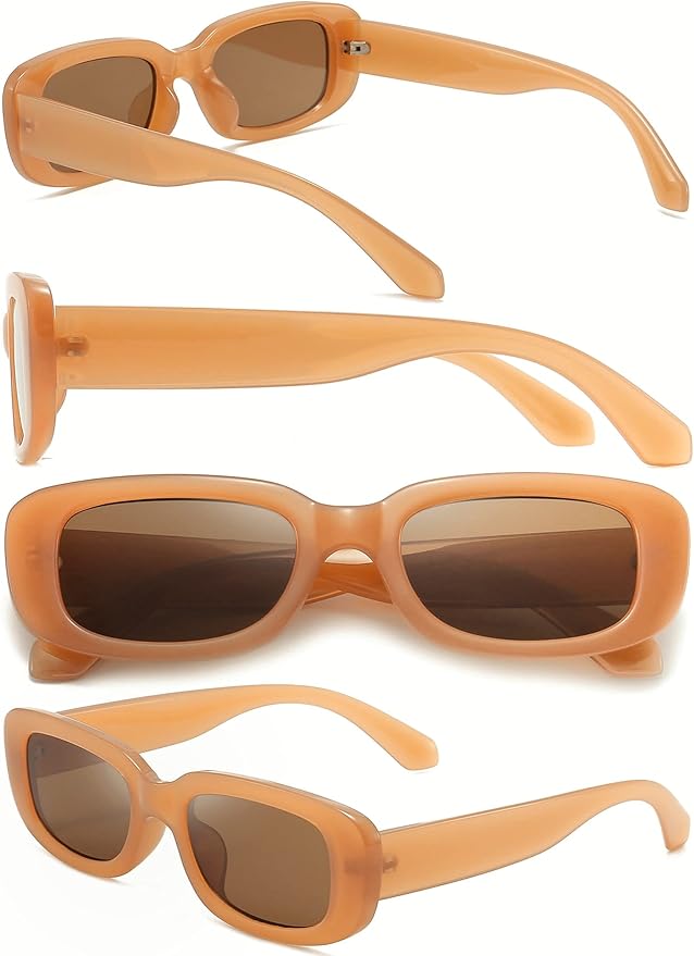 Dollger Rectangle Sunglasses for Women Men Trendy Retro Fashion Sunglasses UV 400 Protection Square Fram