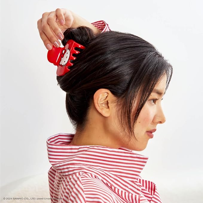 Kitsch Hello Kitty Recycled Plastic Puffy Medium Hair Clips for Women, Medium Claw Clips for Thin Hair, Claw Hair Clips for Short Hair, Medium Hair Claw Clips for Women