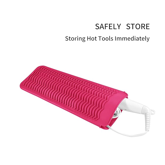 Heat Resistant Silicone Travel Mat Pouch for Hair Styling Tools, 2 Pack, 11 x 5 inches, Slip Resistant, Foldable, Easy-to-Clean, Multipurpose, Grey & Hot Pink