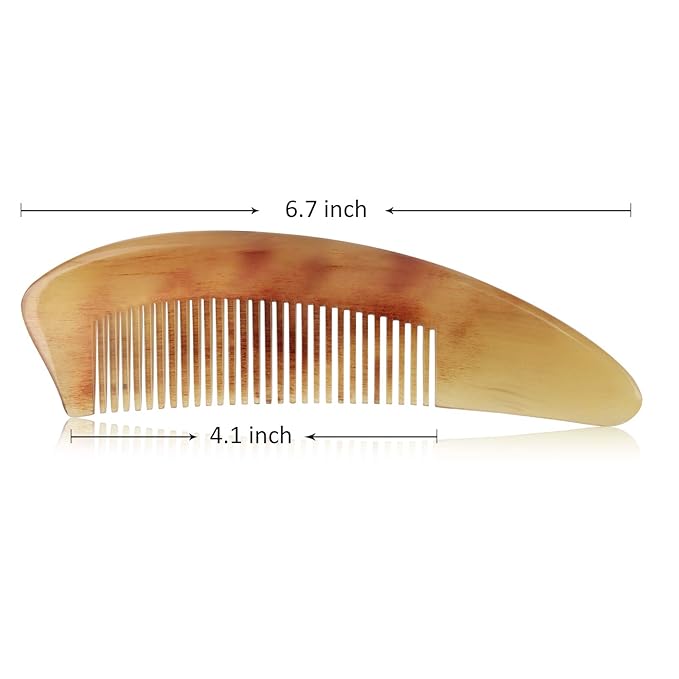 Horn Comb - Anti-Static Fine Tooth Detangling Comb for All Hair Types and Ages