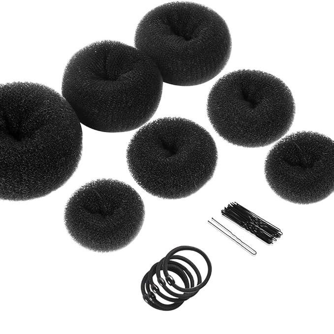 Teenitor Hair Styling Kit: 5 Bands, 20 Bobby Pins, 7 Chignons (2 Small, 2 Medium, 1 Large, 1 Extra-Large), Black