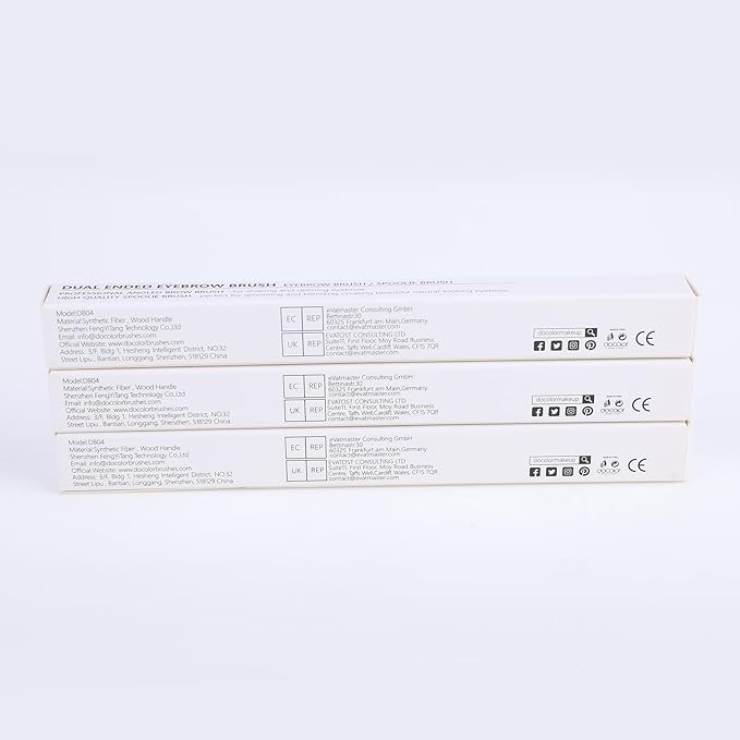 Docolor Eyebrow Brush Duo Eyebrow Spoolie 3Pcs Professional Angled Eye Brow Brush Perfect for Lining and Shaping Brows, Spoolie for Brows or Lashes White