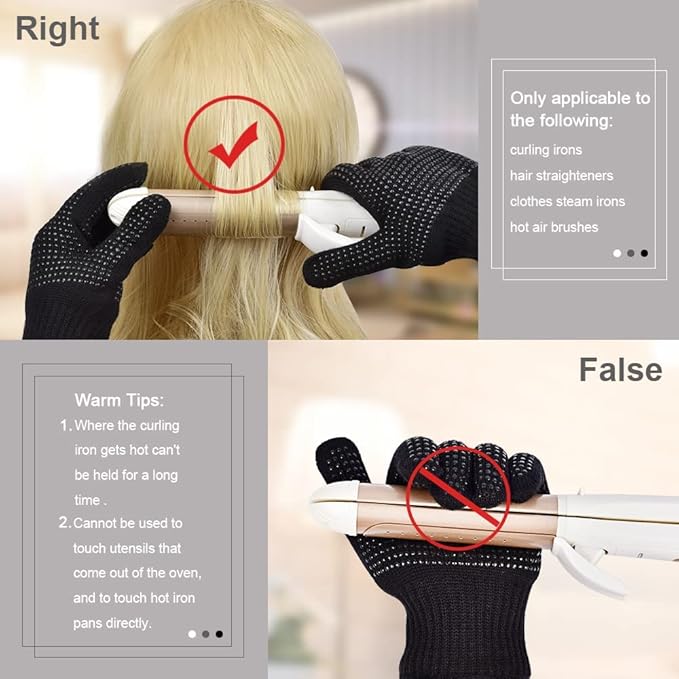 IKOCO Heat Gloves for Hair Styling, Heat Resistant Gloves with Silicone Mat Pouch for Curling Iron, Flat Iron, Straightener, Hot Hair Tools