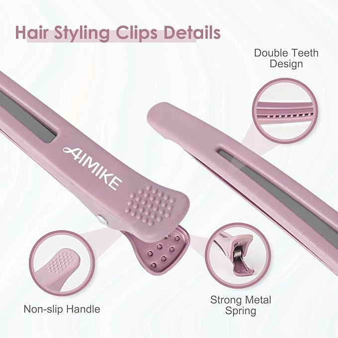 AIMIKE Hair Clips for Styling - Silicone No-Crease Duck Billed Hair Roller Clips for Sectioning, Cutting, and Salon Use