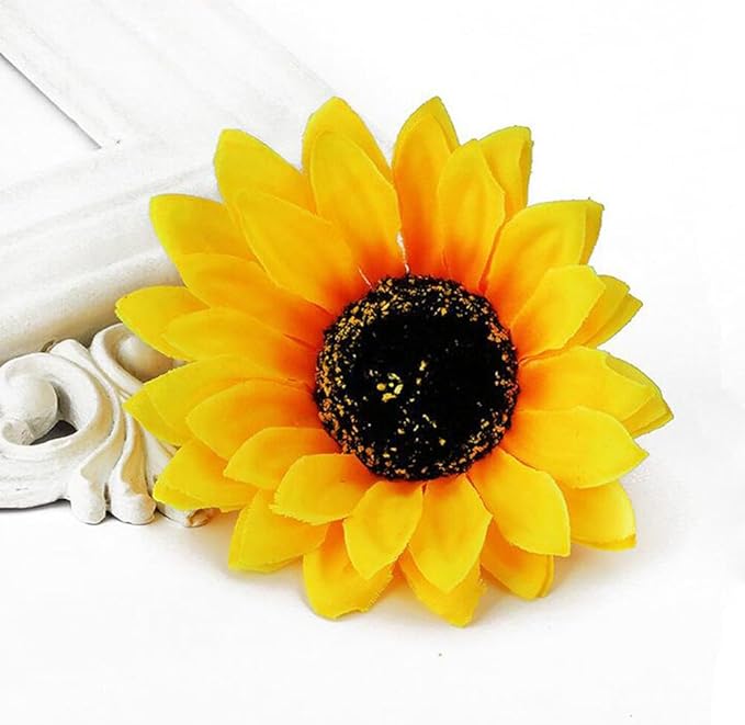 6Pcs 3.9 Lady Girls Sunflower Hair Alligator Clips Hairpin Hair Clamp Hair Styling Accessories for Party Beach Vacation Wedding Bridal Barrettes (Yellow)