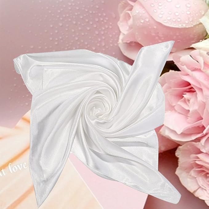 35 x 35 Women's Fashion Pattern Large Square Silk Like Hair Scarf Head Sleeping Wrap Satin Neck Bandana for Gift…