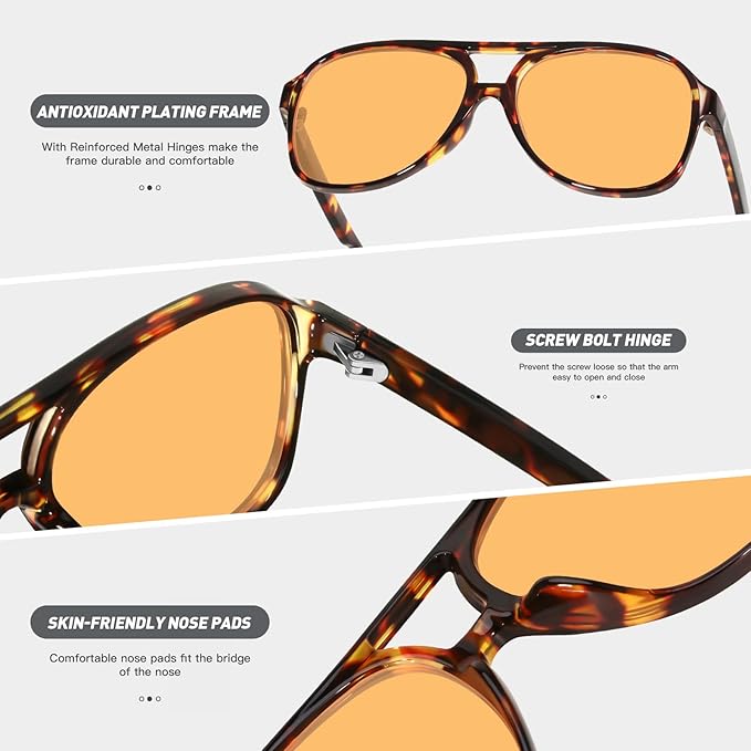 YDAOWKN Retro Aviator Sunglasses for Women Mens Large Frame Classic Vintage 70s Sun Glasses Aviators