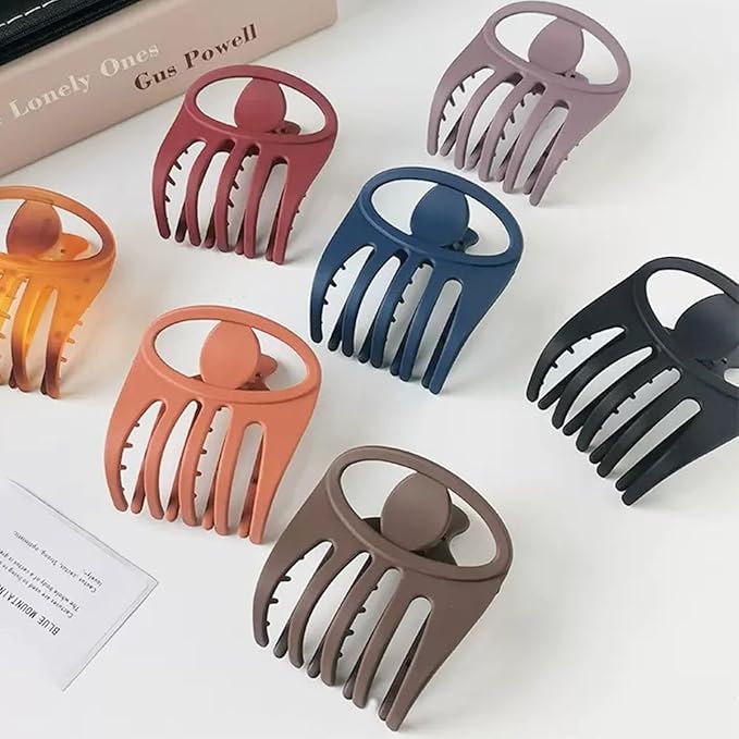 6 PCS 3Inch Curved Flat Hair Clips, French Concord Flat Hair Claw Matte Finish Hair Styling Accessories, Volume Strong Hold Banana Barrettes Hair Clips for Women
