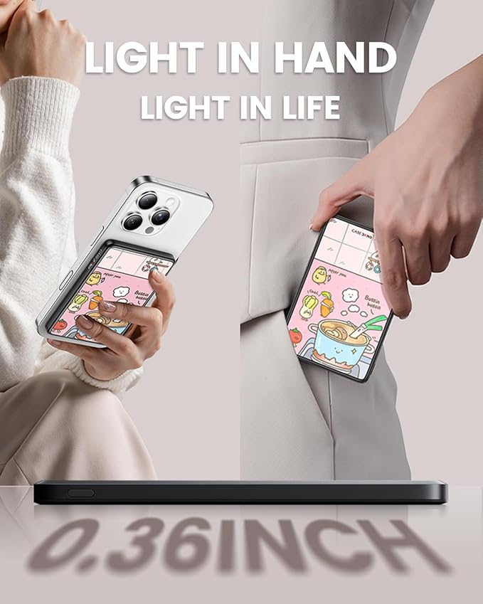Magnetic Battery Pack Compatible with Magsafe,5000 mAh Portable Power Bank, Wireless Charging with Type C Input Output Ultra Slim for iPhone 16/15/14/13/12/ All Series, Veggie HotPot Party