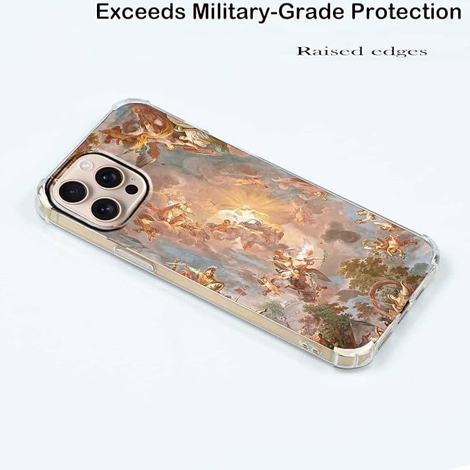 Case for iPhone 16 Pro with Renaissance Art Design,Cute Angel God Greek Mythology Painting,Clear Soft TPU Bumper Case,6.3"(Mythology,16pr)