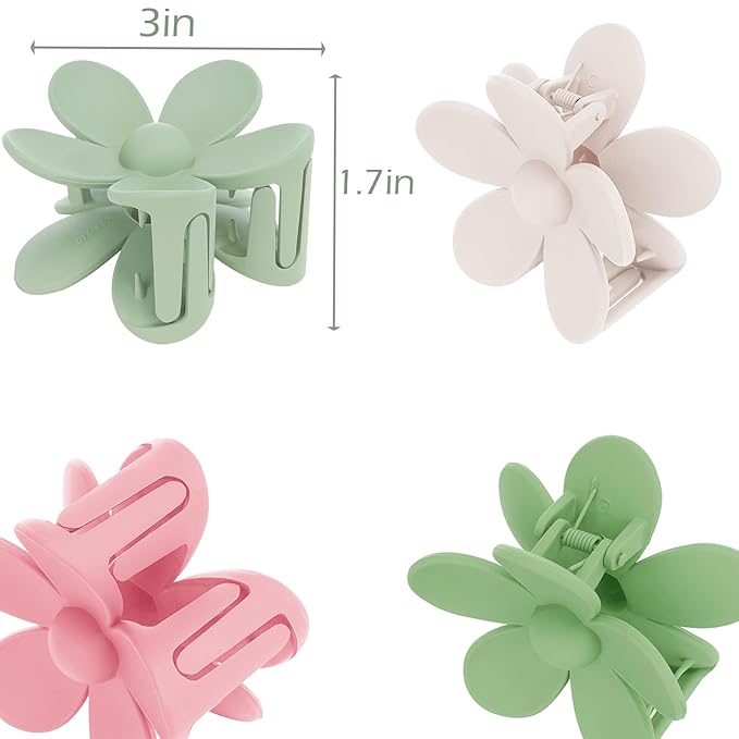 Flower Hair Clips 6 PCS Flower Claw Clips Daisy Clips for Women Matte Large Claw Clips Strong Hold Jaw Clamps Hair Accessories for Thick Hair 6 Colors