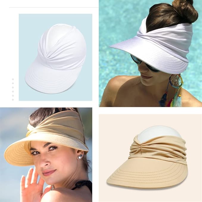 Sun Hat Women Sun Beach Visor Cap UV Protection with Wide Brim for Sports Beach Golf Hiking