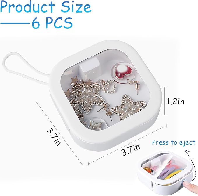 6 Pieces Mini Plasti Storage,Travel Accessories Organizer,for Collecting Small Items, Beads, Jewelry, Business Cards, Game Pieces, Crafts (Pink&White)