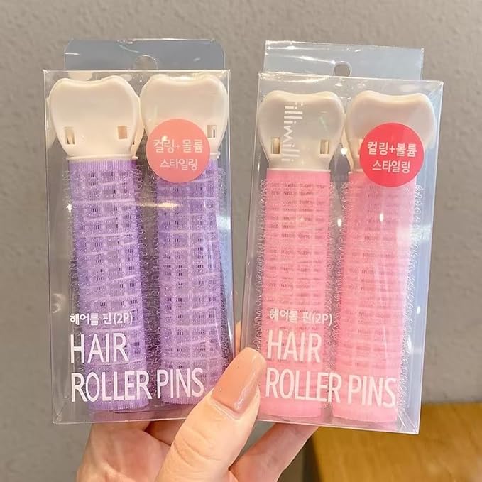 4 Pcs Pink Hair Rollers with Clip for Volumizing Bangs Curls - DIY Hair Styling Accessories Tool and Portable Self Grip Volume Clips,Volumizing Hair Clips,Styling Tools and Appliances