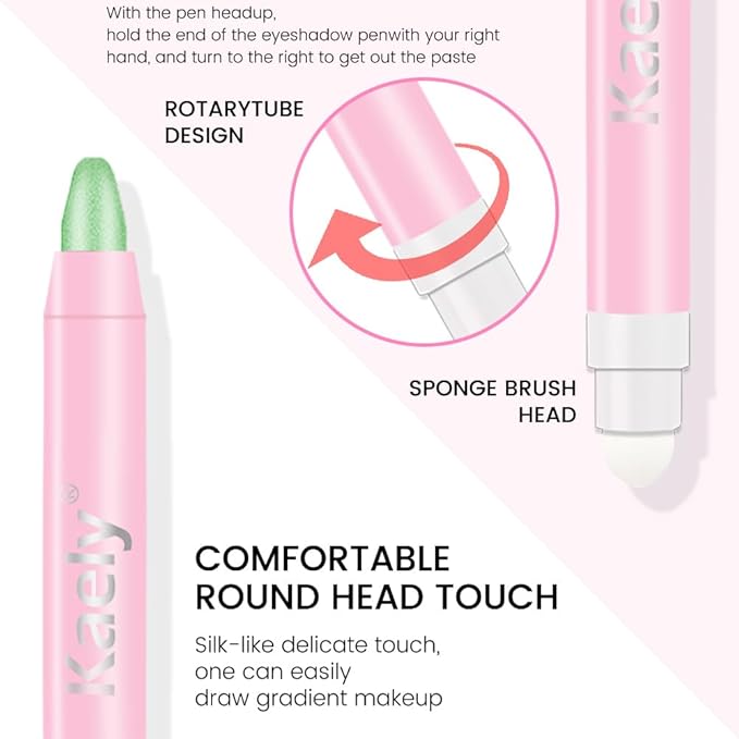 2-in-1 Cream Eyeshadow & Highlighter Stick, Waterproof Greenish Cyan Shimmer Eye Shadow Pencil for Women, Long-Lasting Pigmented Makeup, sombras para ojos 09