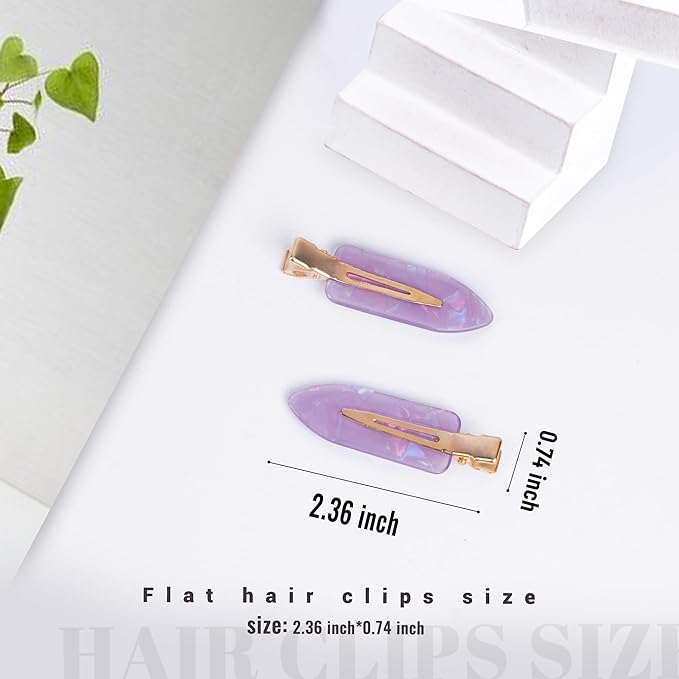 No Crease Creaseless No Bend Hair Clips For Styling Non Slip Flat Clips For Makeup Hair Accessories For Women,Pink Purple,12 PCS
