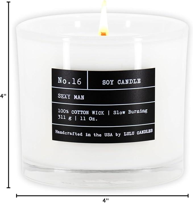Lulu Candles | Sexy Man| Luxury Scented Soy Jar Candle | Hand Poured in The USA | Highly Scented Long Lasting (11 Oz.)