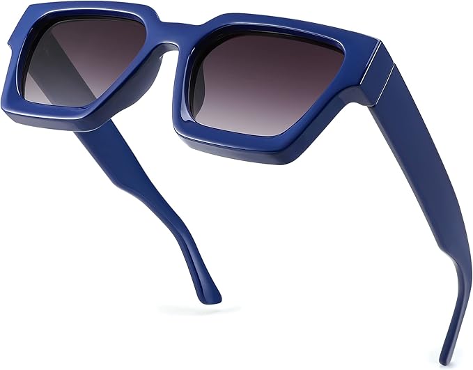 FEISEDY Retro 90s Square Sunglasses for Women Men Trendy Chunky Rectangle Sunglasses UV400 Protection B2385