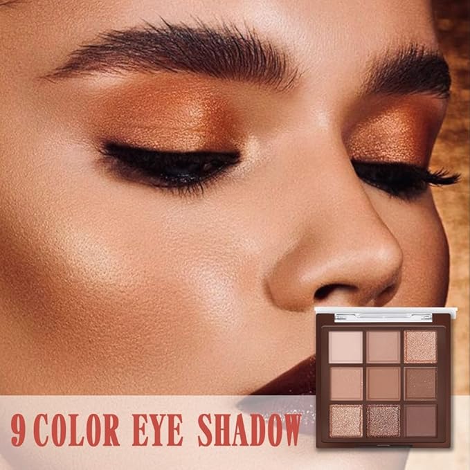 Neutral Nude Brown Smokey Eye Eyeshadow Palette Makeup, Matte & Shimmer Rose Gold Bronze Cream Eyeshadow Palette,Highly Pigmented Natural Eyeshadow for Eyes Long Lasting Naturing-Looking 04#