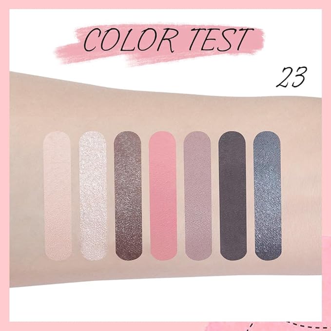 Seven Color Matte Shimmer Eyeshadow Makeup Palette,7 Black Gray Nude & Dark Pink Dark Purple Dark Blue Series Silky Pressed Powder Eye shadow, Daily Prom Makeup Eyeshadow Box, Vegan & Cruelty-Free 23#