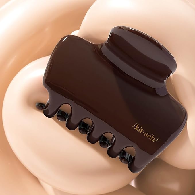 Kitsch Plastic Puffy Claw Clip for Women - 3.15 Inches Claw Clips for Full or Half Ponytail, Secure Hold for Thick Hair, Ideal for Everyday Use, Stylish Hair Accessories - Chocolate, 1pc