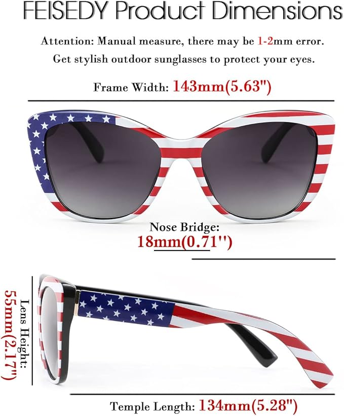 FEISEDY Polarized Vintage Sunglasses American Womens Square Jackie O Cat Eye Sunglasses B2451