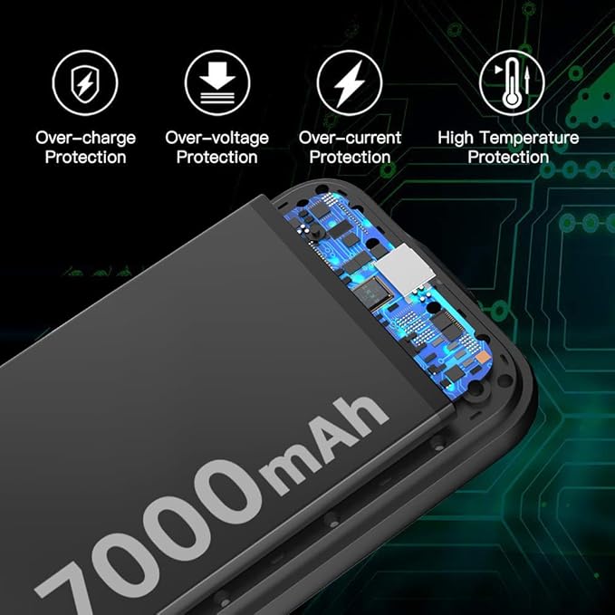 2025 Battery Charging Case for iPhone 16 Pro, Powerful 7000mAh Portable Rechargeable Charger for iPhone 16 Pro (Black)