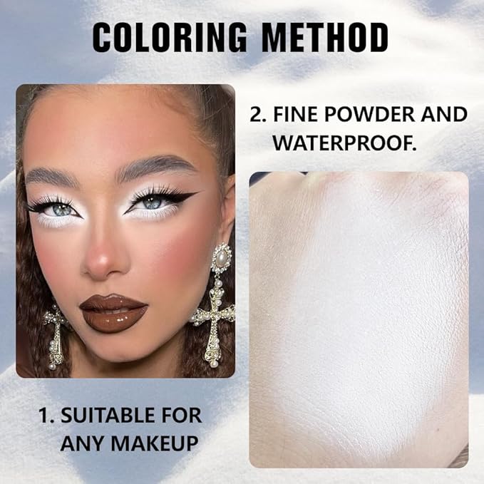 evpct Matte White Single Eye Shadow Palette Makeup for Older Women, White Cream Eye shadow Palette Single for Older Women Matte, High Pigment Waterproof Monochrome Mini Eyeshadow, sombra de ojos