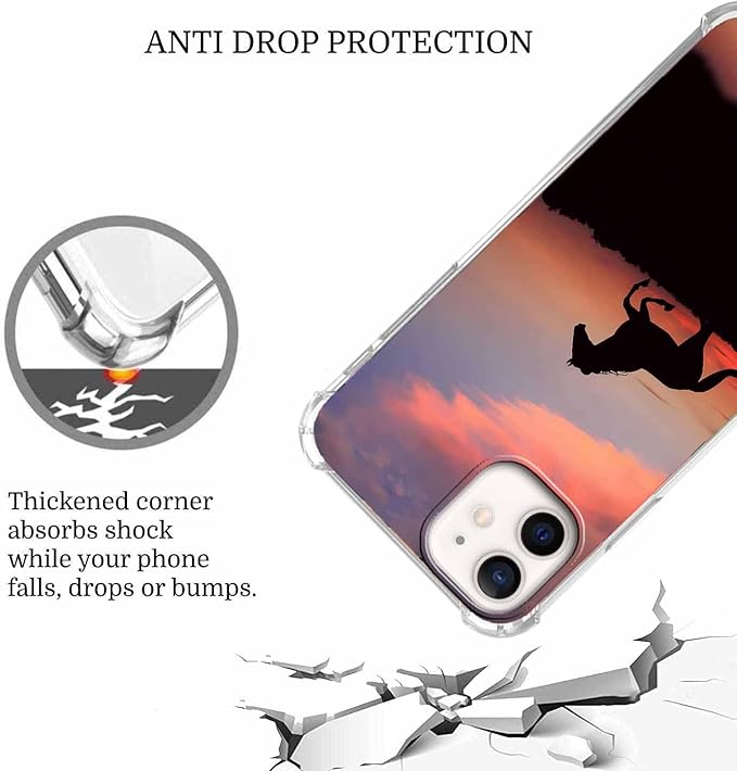 Case for iPhone 12/12 Pro with Horse Design,Aesthetic Cute Wild World Pattern for Girls Boys,Soft TPU Bumper Phone Cover(12,Horse)