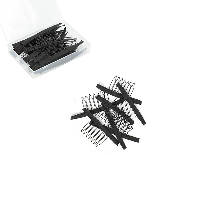 50 Pieces Wig Combs Wig Clips Wig Combs to Secure Wig 7-teeth Wig Accessories Tools For Making Wig Caps Wig Comb (Black,50 Pcs)