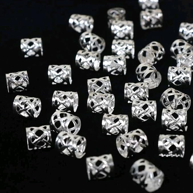 100pcs Gold and Silver Dreadlock Accessories Hair Cuffs for Braids Loc Jewelry Rings Adjustable Hair Beads for Women and Girls