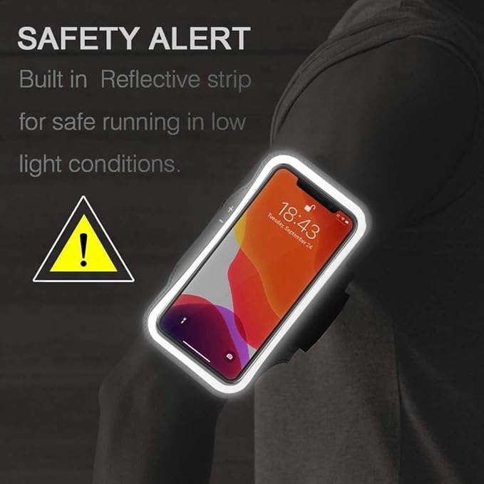 iPhone 16e 16 15 14 Armband with Earphone Holder, JEMACHE Water Resistant Gym Running Workouts Arm Band for iPhone 16e 16 15 14 13 12 11 Pro (Navy Blue)