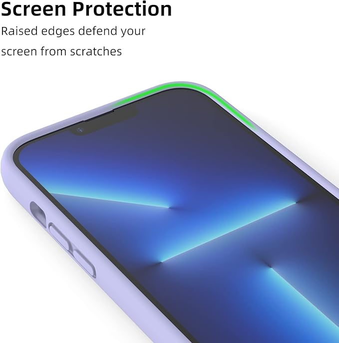 K TOMOTO iPhone 13 Pro Max Case (6.7 Inch), Liquid Silicone Bumper with Raised Edge and Drop Protection, Silky Soft Touch, Light Purple