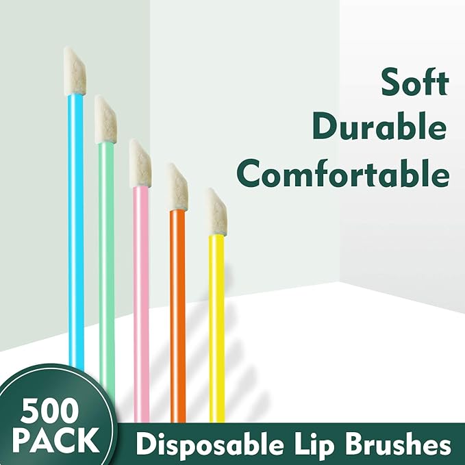 500Pcs/Set Disposable Lip Brushes Make Up Brush Lipstick Lip Gloss Wands Applicator Tool Makeup Beauty Tool Kits (Multi-colored)