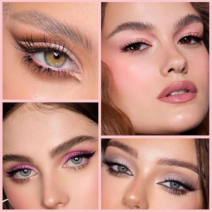 Eyeshadow Quads Blendable Glitter Matte Eyeshadow Palette, Nude Pink Nude Brown Coffee Shinmmer Sparkly Four Eyeshadow Palette Makeup, Everyday Nature Long-Lasting Waterproof Women Girls Eyeshadow 1#