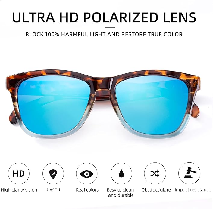 COLOSSEIN Sunglasses Womens,Classic Square Frame UV400 Mirrored Lens,Sunglasses Fit For Beach,Vacation,Driving