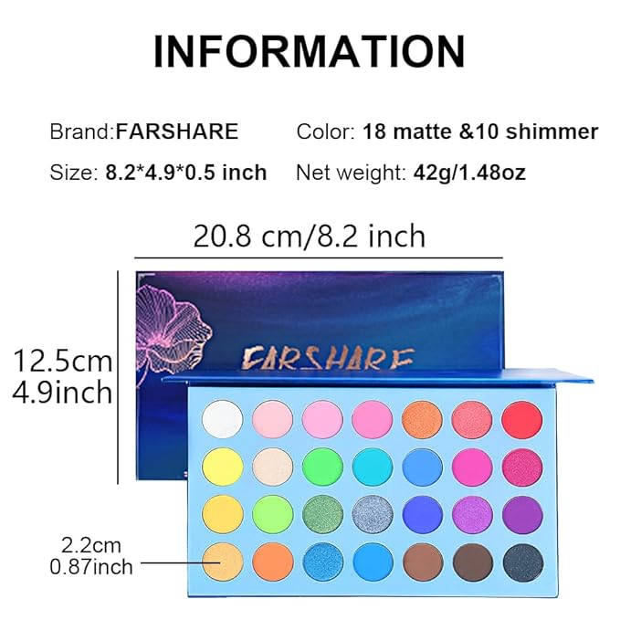 Highly Pigmented Eye Makeup Palette, Matte Shimmer Metallic Eyeshadow Pallet Long Lasting Blendable Natural Colors Make Up Eye Shadows Cosmetics