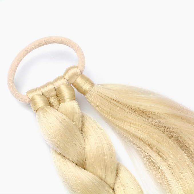 2 Pack Long Braided Ponytail Extension with Hair Tie Straight Wrap Around Braided Ponytail Extension(613#)