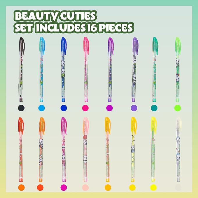 Panda 16 Piece Glitter Pen Body Art Set, Panda Themed, Glittery and Bright Colors, Ages 3 by Townley Girl