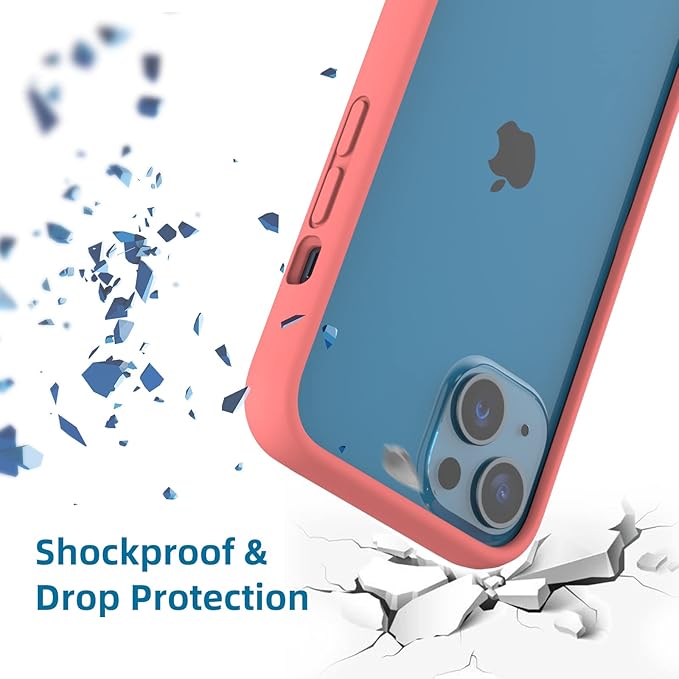 K TOMOTO Compatible iPhone 13 Mini Silicone Bumper Case (5.4 Inch), Shock-Absorb, Raised Edge Protection, Drop Protection, Silky and Soft Touch Frame, Coral