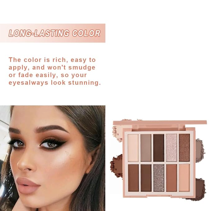 Neutral Nude Eye Shadow Palette,Matte Brown Bronze Naked Cream Eyeshadow Palette,make up pallets for women Highly Pigmented Natural Eyeshadow for Eyes Long Lasting Naturing-Looking,Blendable,Vegan