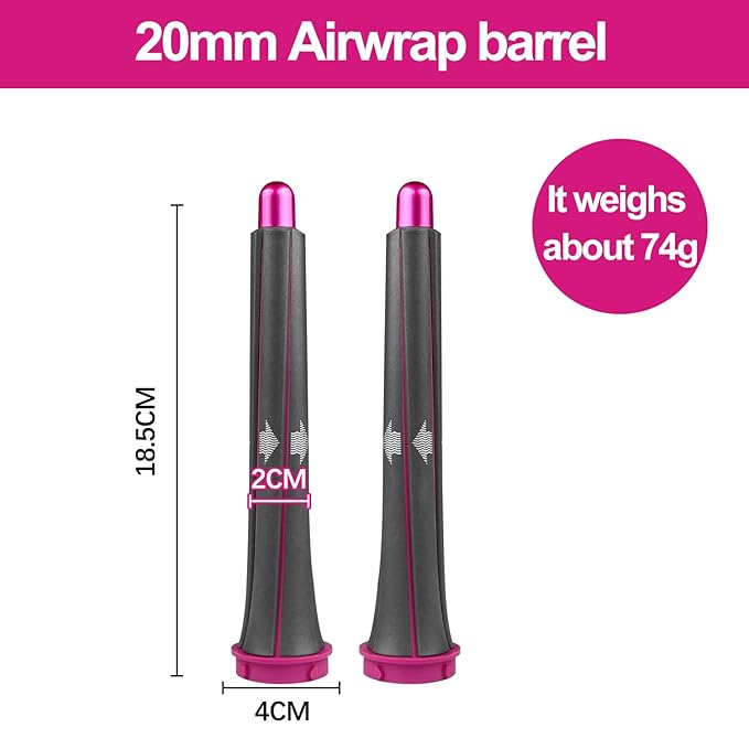 1 Pair 0.8 inch/20mm Hair Curling Barrels for Airwrap, Attachment for Dyson Airwrap Styler HS01 HS05, Hair Curl Barrels Attachment Parts
