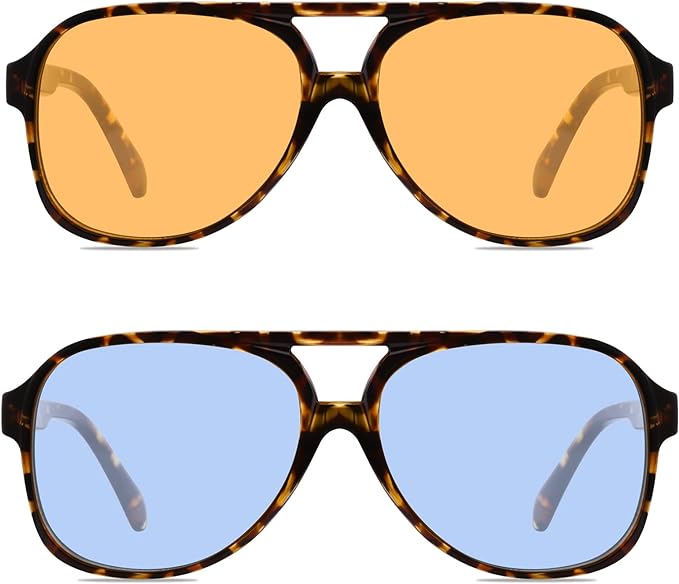 YDAOWKN Retro Aviator Sunglasses for Women Mens Large Frame Classic Vintage 70s Sun Glasses Aviators