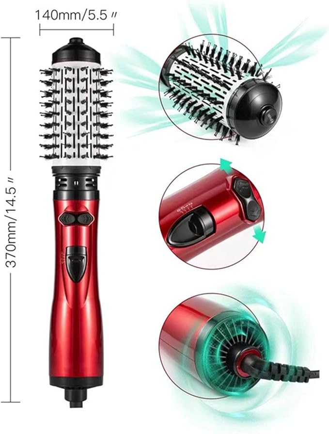 3-in-1 Hot Air Styler and Rotating Hair Dryer, Spin Hair Dryer Brush with 2 Interchangeable Brush, Anti-frizz Hot Air Spin Brush Set for Straightening, Drying, and Curling (Gold)