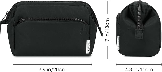 Narwey Makeup Bag Women Wide-open Make up Bag Travel Cosmetic Bag Organizer Toiletry Bag for Cosmetics Toiletries Accessories (Black)