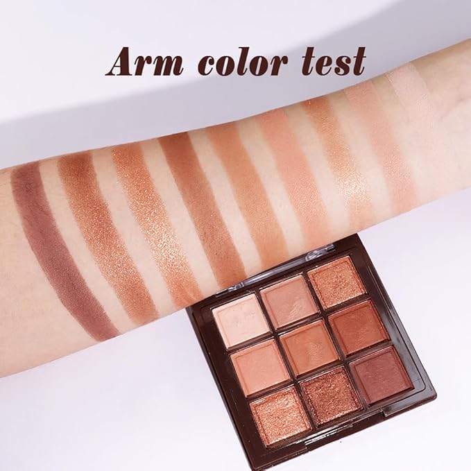Neutral Nude Brown Smokey Eye Eyeshadow Palette Makeup, Matte & Shimmer Rose Gold Bronze Cream Eyeshadow Palette,Highly Pigmented Natural Eyeshadow for Eyes Long Lasting Naturing-Looking 04#