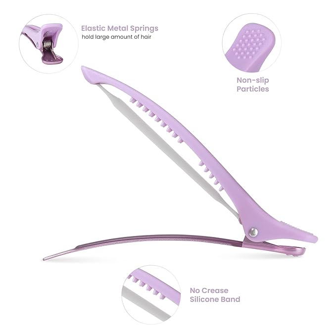 AIMIKE Hair Clips for Styling Sectioning, Anti-Slip No-Crease Duck Billed Hair Clips with Silicone Band, Colorful Hair Roller Clips, Salon and Self Hair Cutting Clips for Hairdresser, Women